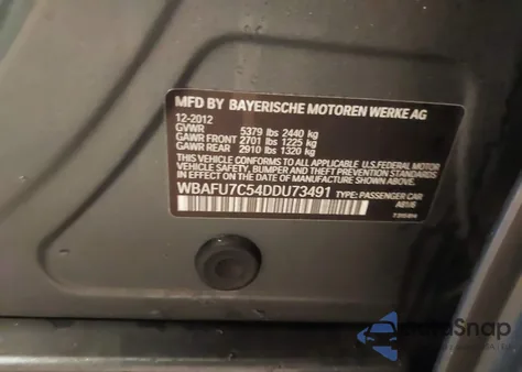 2013 BMW 535I xDrive z USA, uszkodzony, nr VIN WBAFU7C54DDU73491